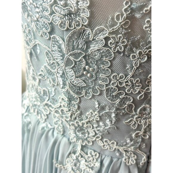 JJ’s House Cocktail Dress 4 Blue Green Lace Chiffon Pleats Sleeveless Party NWT - Picture 11 of 16